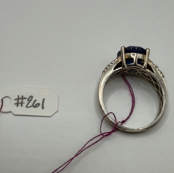 Sterling Silver and Blue Gemstone Ring Size 8 - Picture 2 of 5